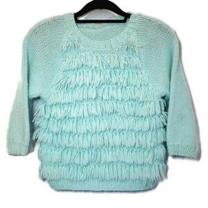 3/$20 Vintage Handmade Knit Kids Sweater Shag Raglan Scoop Neck Pullover 70s 80s